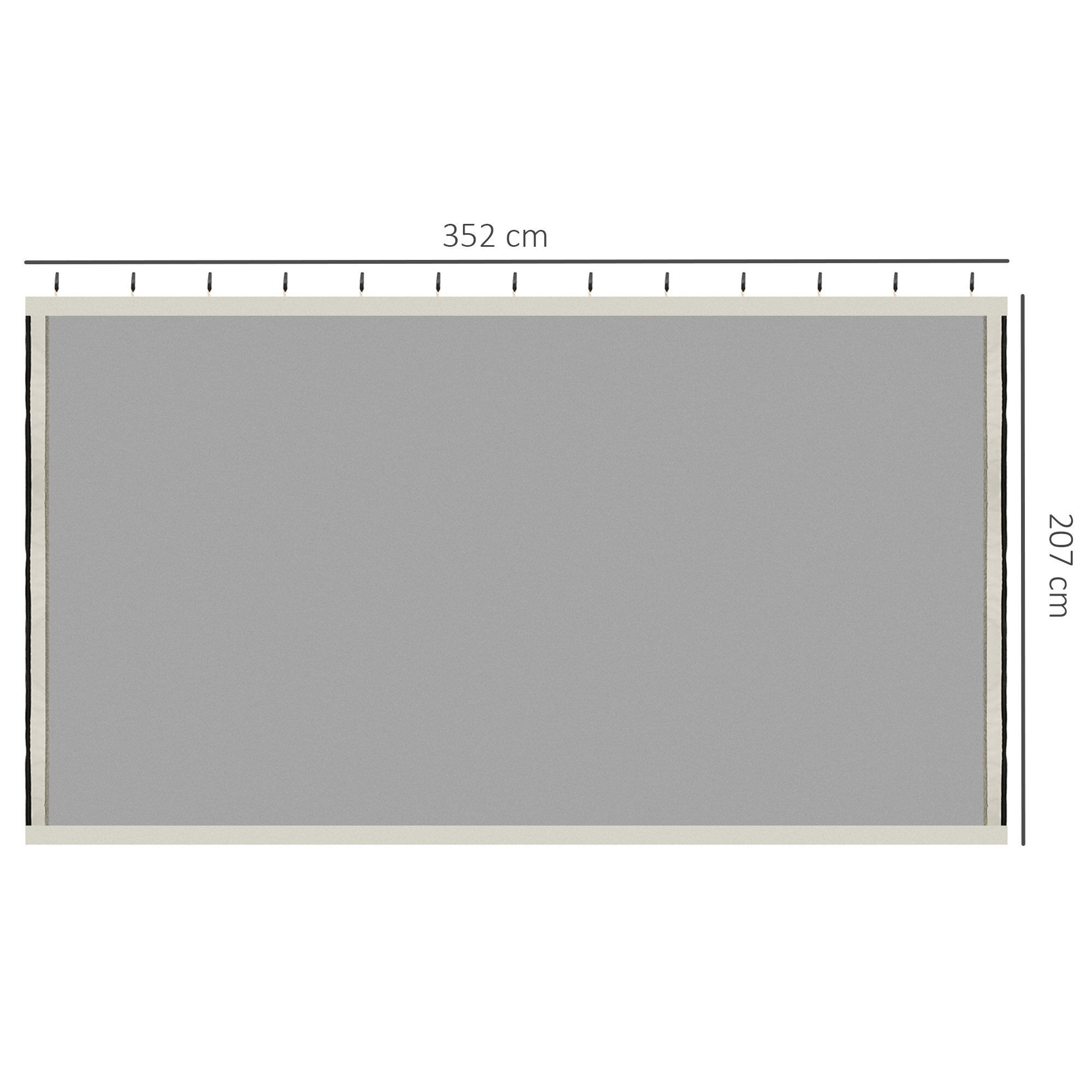 4 Paneles Laterales de Mosquitera para Carpa Outsunny 352x207cm Negro 3/7