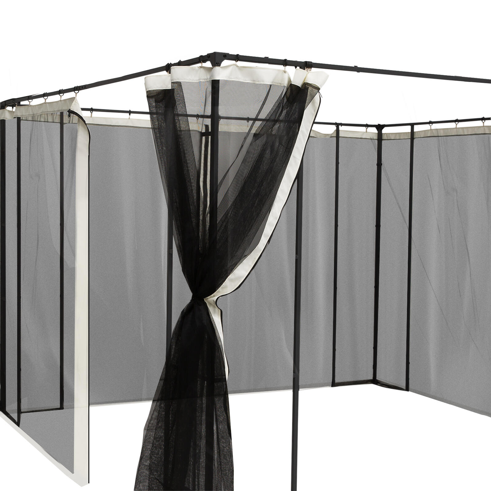 4 Paneles Laterales de Mosquitera para Carpa Outsunny 352x207cm Negro 4/7