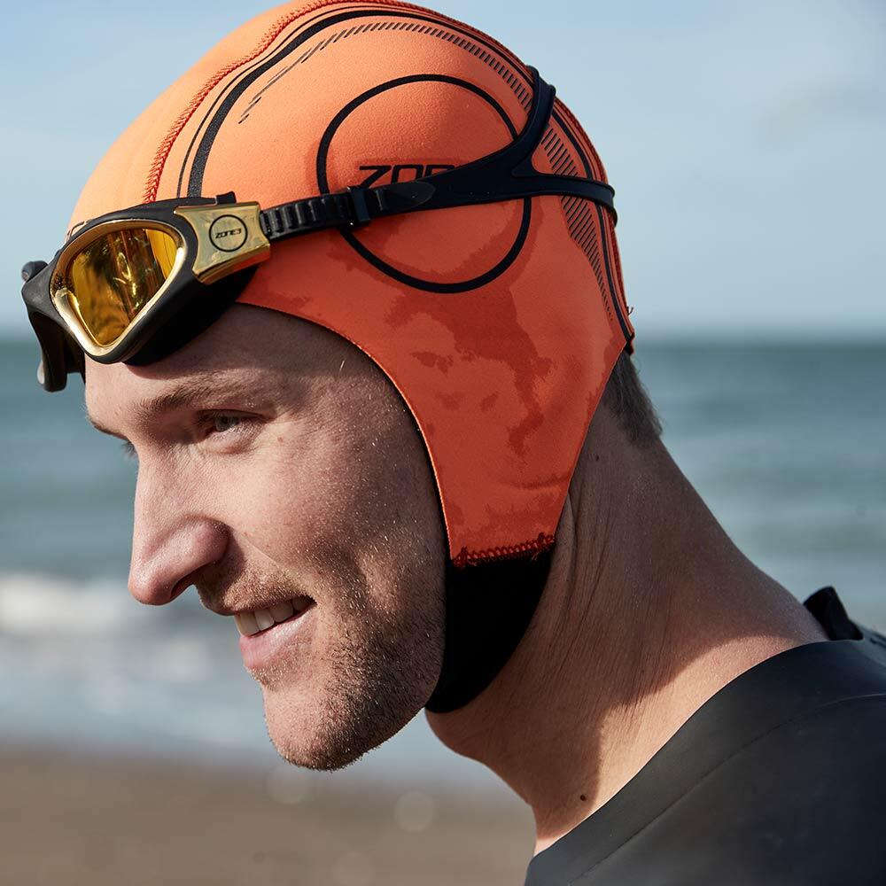 Orange Neoprene Swim Cap Adult Orange 6/6