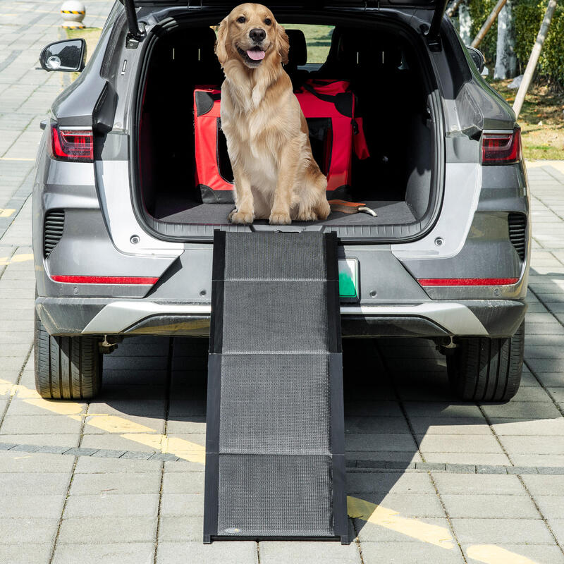 Rampa plegable para perros de aluminio PawHut 158x43,5x2,5 cm negro