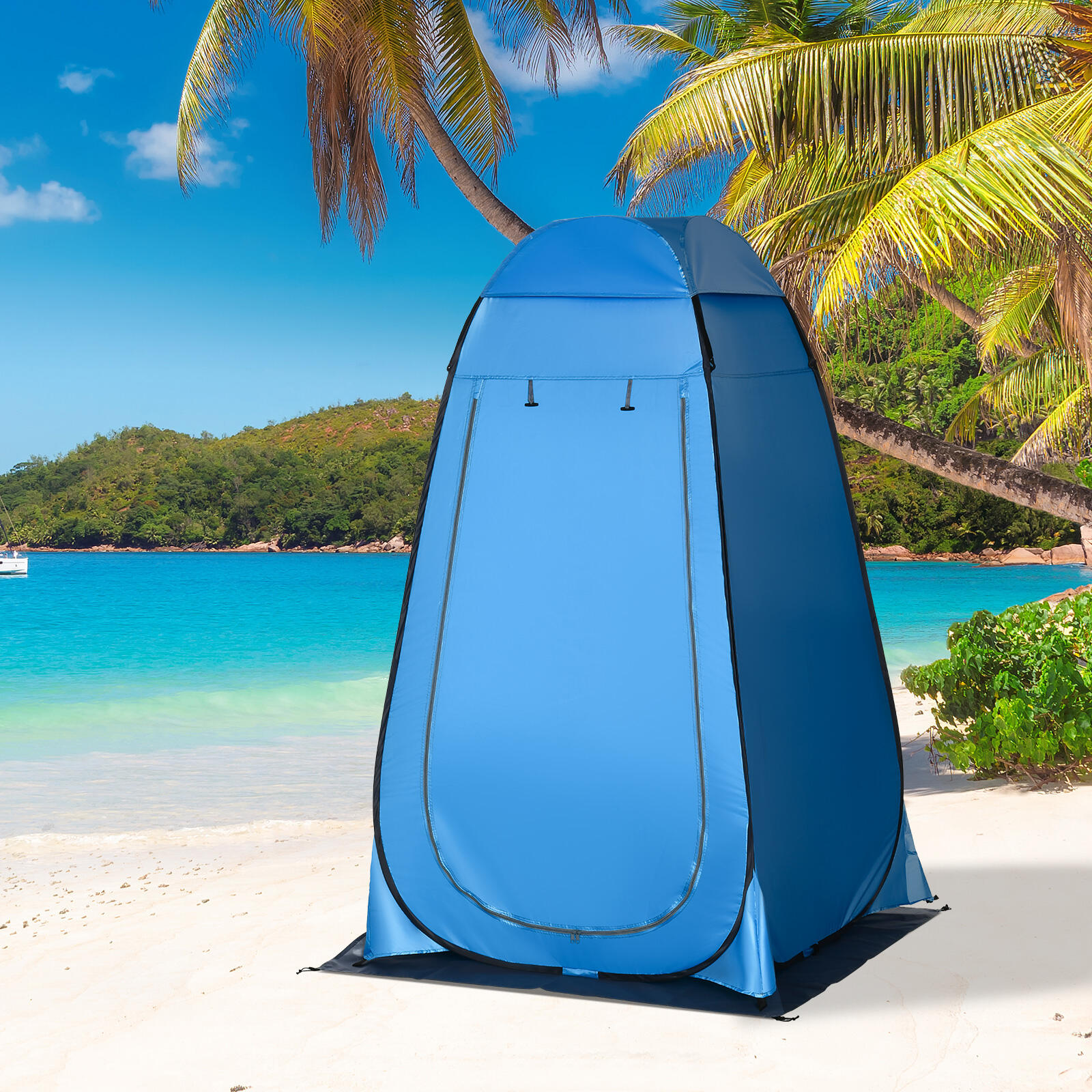 Outsunny Tenda Doccia da Campeggio con Porta a Cerniera e Borsa Blu 2/7
