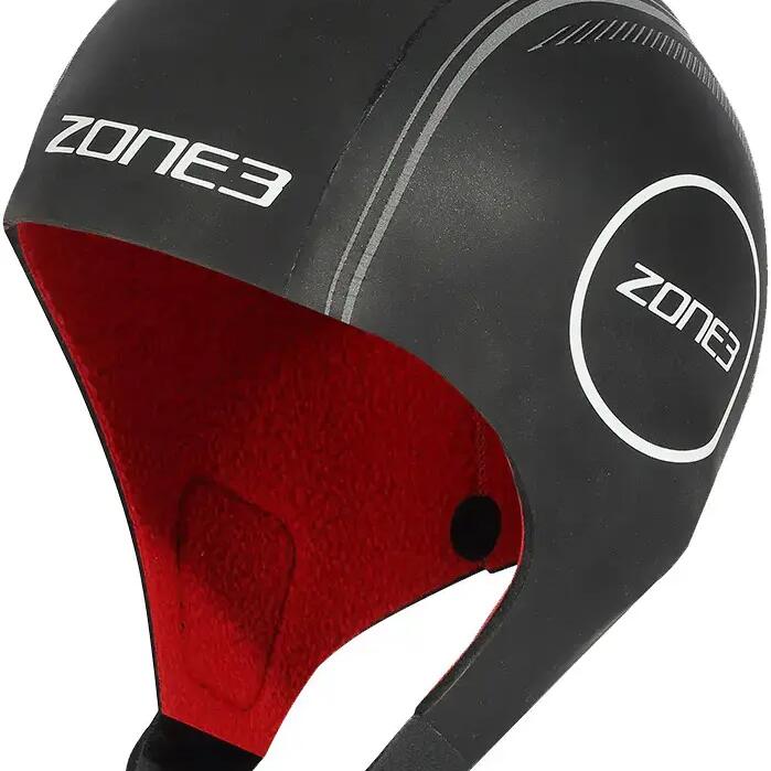 2024 Zone 3 Heat-Tech Wetsuit Cap - Black / Silver / Red
