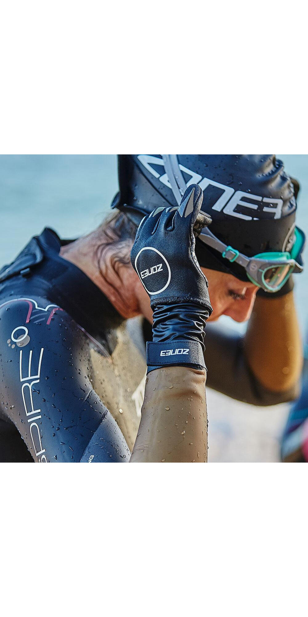 Zona3 2mm Guanti Da Nuoto In Neoprene - Nero / Argento Riflettente 3/5