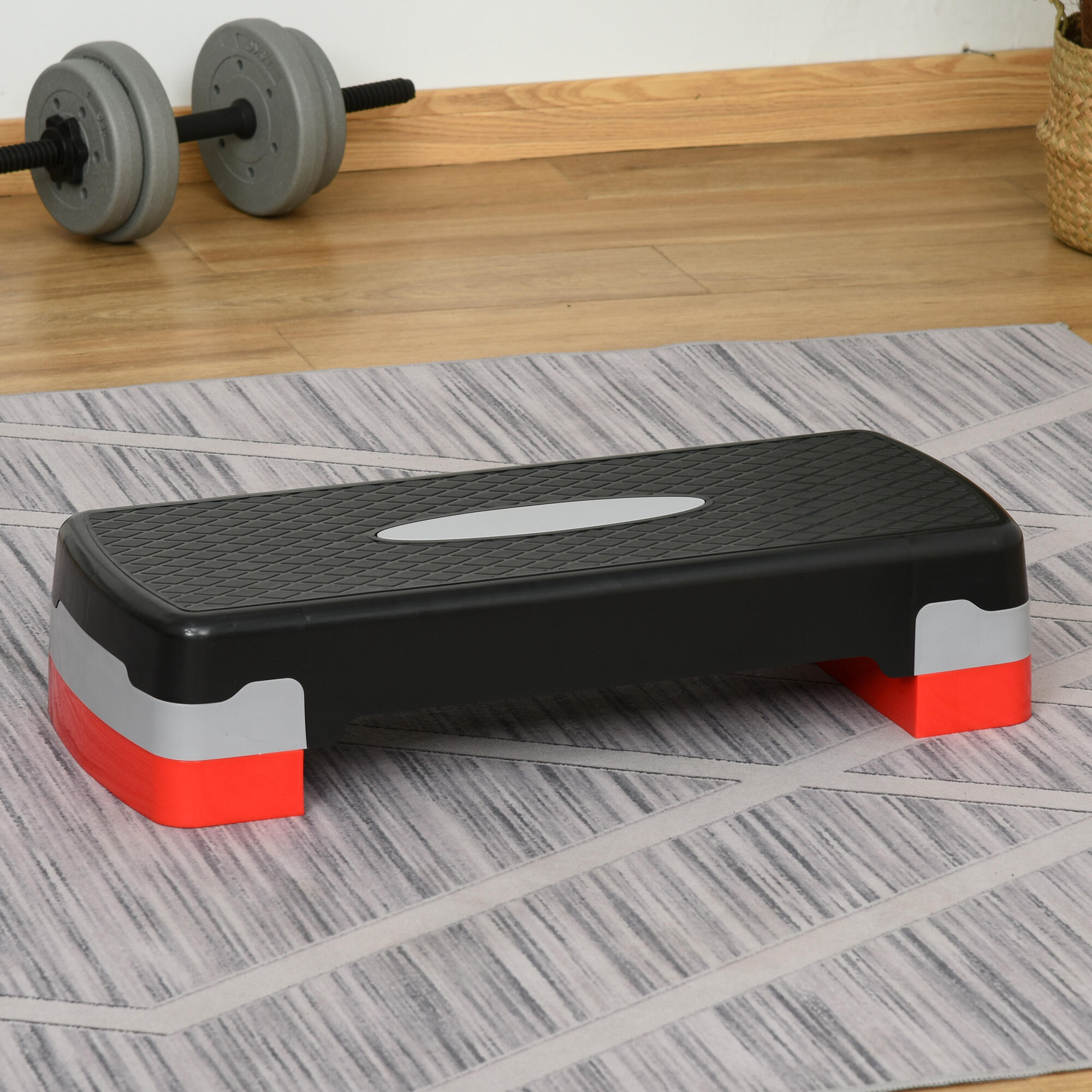 Step Fitness HOMCOM 68x29x15 cm Negro, Gris, Rojo 2/6
