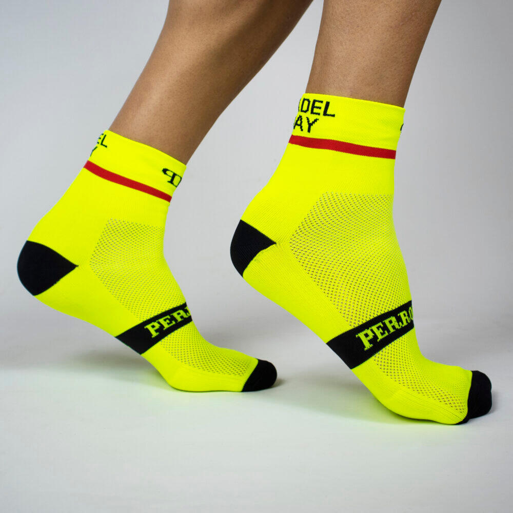 Calcetines Deportivos Pádel Perro Loco unisex Padel Day Amarillo 2/3