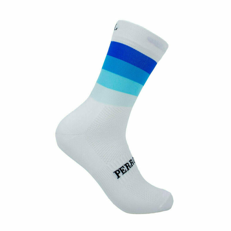 Calcetines Deportivos Ciclismo Perro Loco unisex Widow Blanco y azul