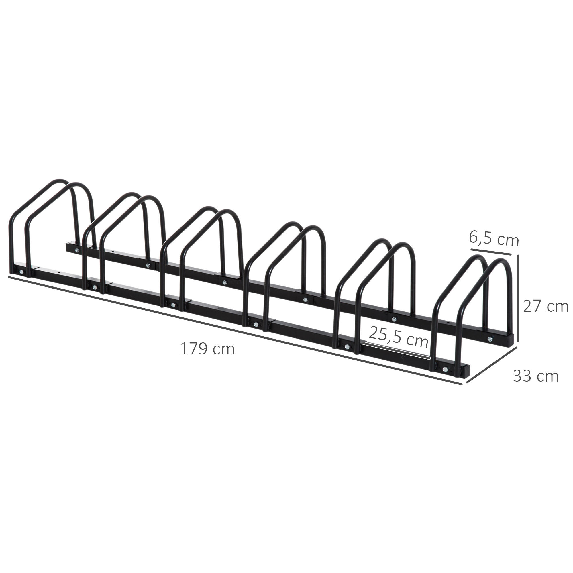 Aparcamiento para Bicicletas HOMCOM 179x33x27 cm Negro 3/7