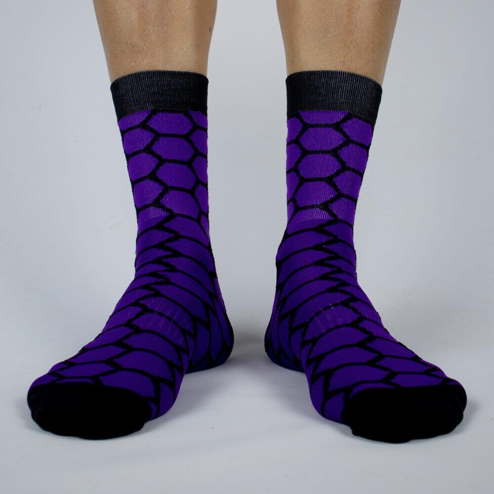 Calcetines Deportivos Ciclismo Perro Loco unisex RIDE OR DIE Morado 3/3