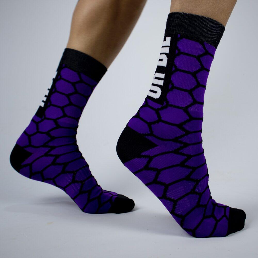 Calcetines Deportivos Ciclismo Perro Loco unisex RIDE OR DIE Morado 2/3