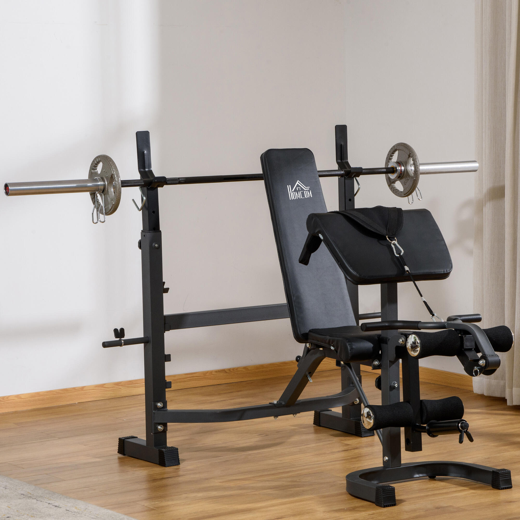 Banco de Musculación HOMCOM 187x140x136 cm Negro 2/7