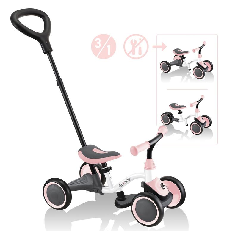 Trottinette draisienne / Quadricycle  Learning Bike 3in1  blanc-pastel Rose