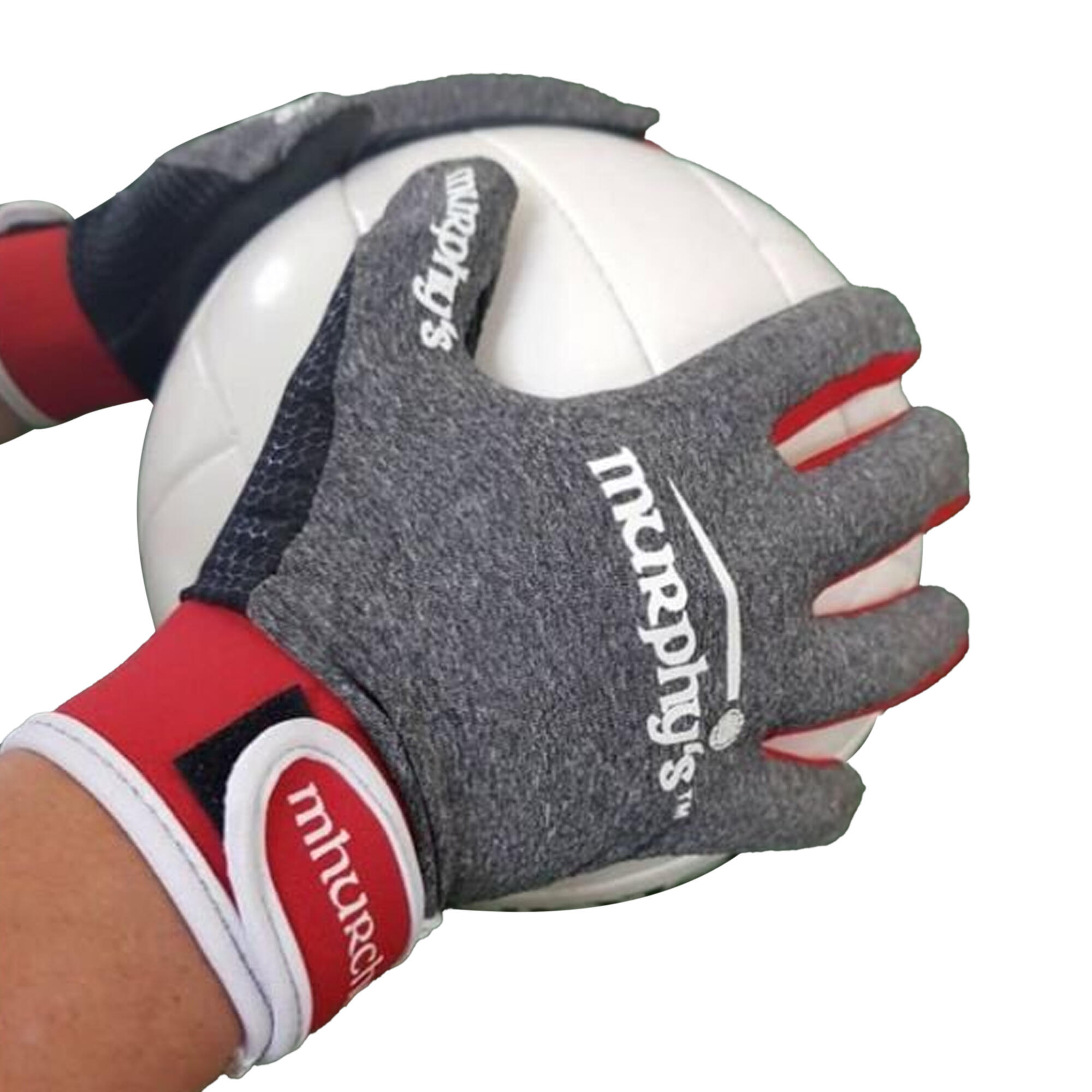 Unisex Adult Contrast Gaelic Gloves (Grey/Red/White) 3/3