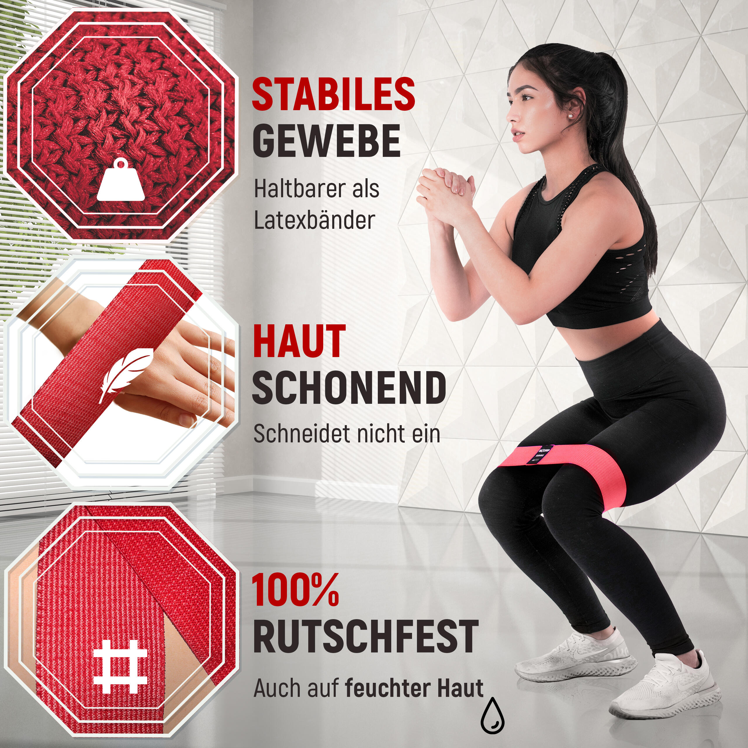 Kurze Fitnessbänder – 3er Set Hautfreundliche Mini Bands, robuste Mobility Bands 3/7