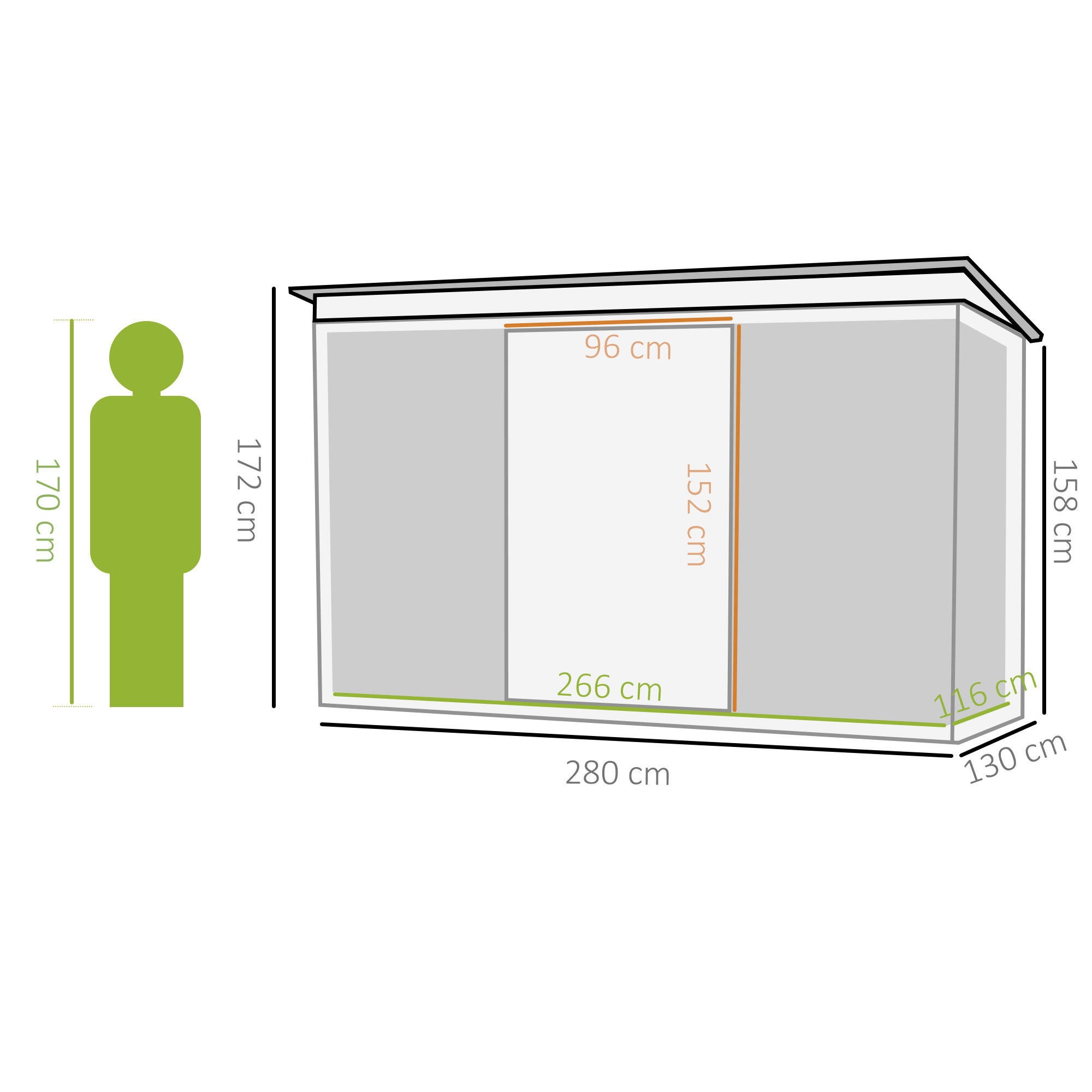 Caseta almacenamiento bicicletas Outsunny 280x130x172 cm Verde Oscuro 3/7
