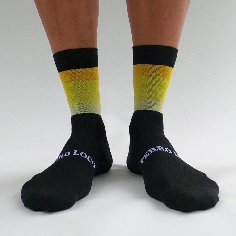 Calcetines Deportivos Ciclismo Perro Loco unisex Widow Negro y Amarillo 3/3