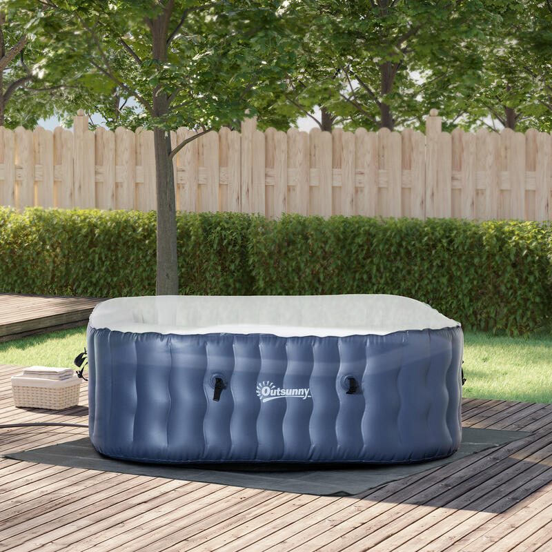 Spa Hinchable Piscina de hidromasaje Outsunny 180x180x68 cm Azul