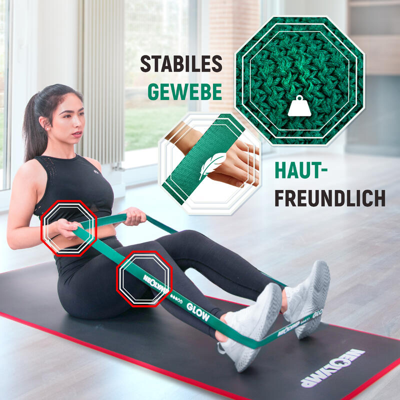 Bandes de fitness en tissu - set de 5 avec extension de poignée