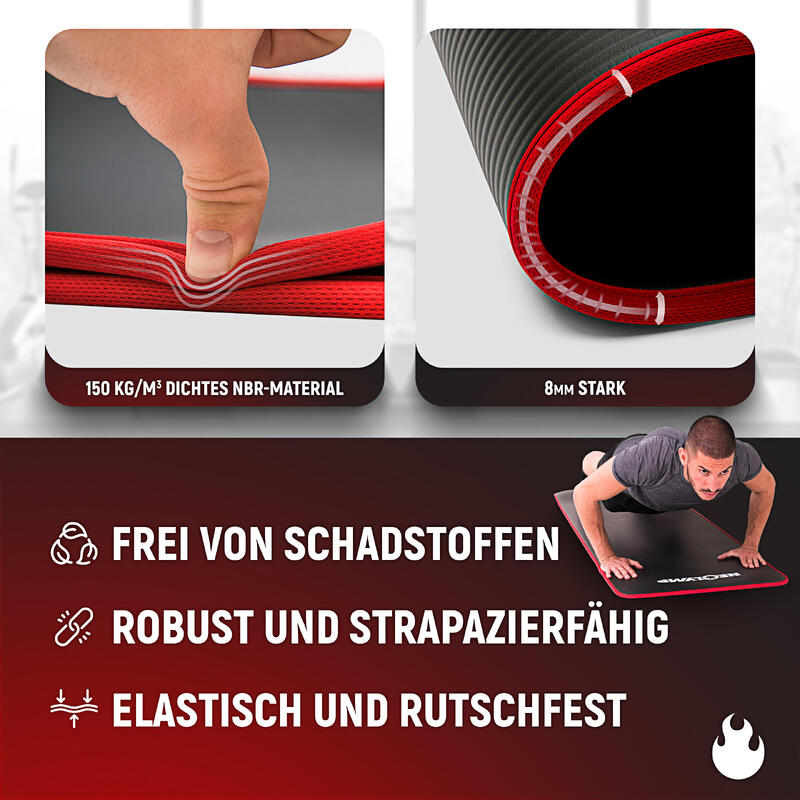 Fitnessmatte rutschfest & extra dick für Workouts, Yoga & Pilates - Sportmatte