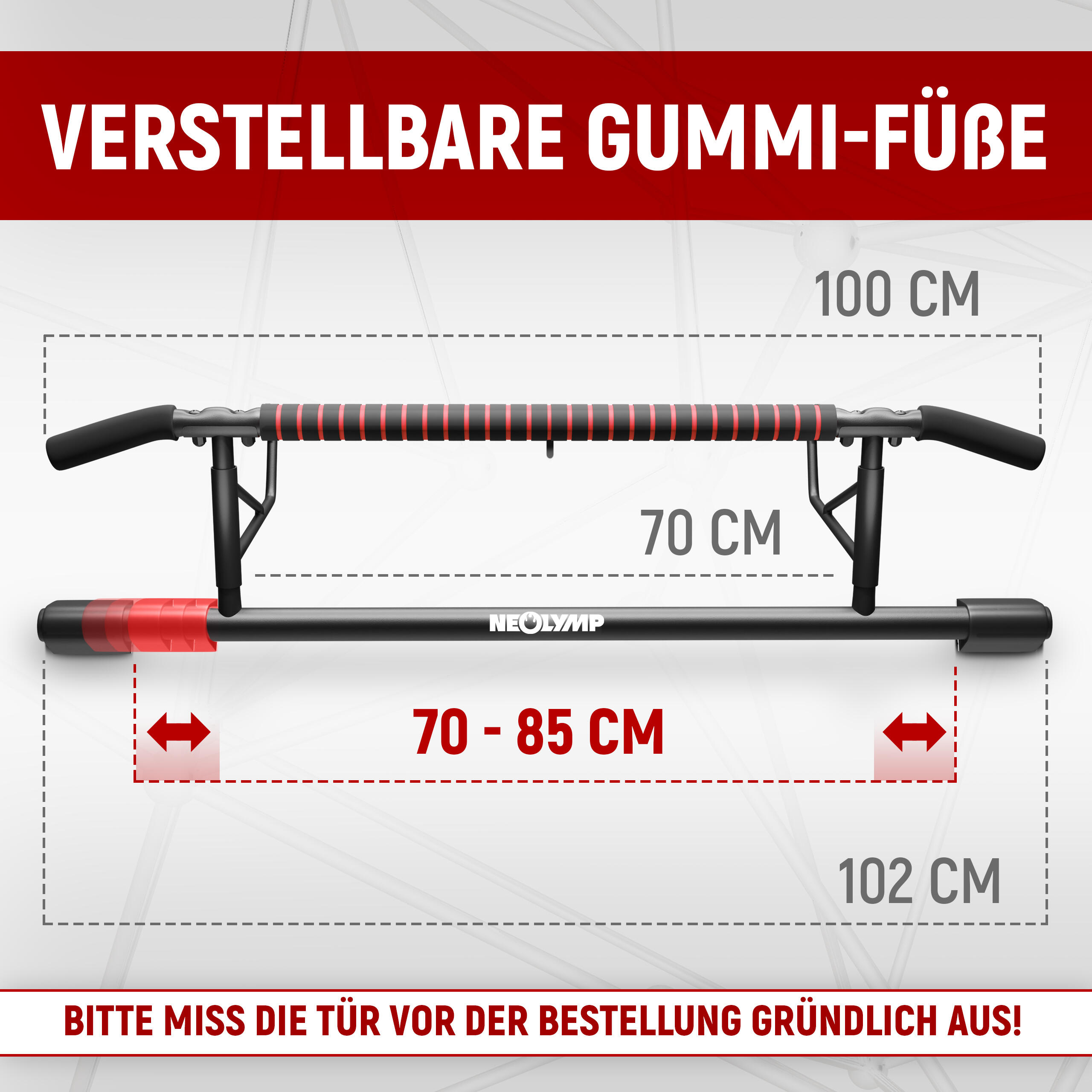 Door pull bar - Keep fit at home without drilling