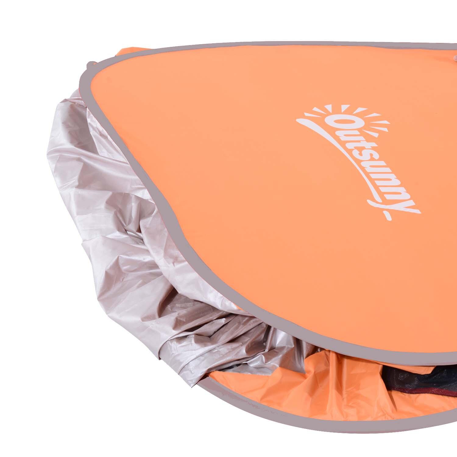 Abrigo solar de praia Portátil com Proteção UV outsunny 150x500x115cm laranja 4/7