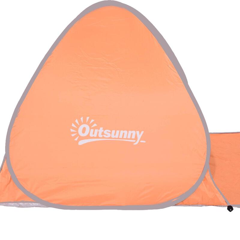 Abrigo solar de praia Portátil com Proteção UV outsunny 150x500x115cm laranja