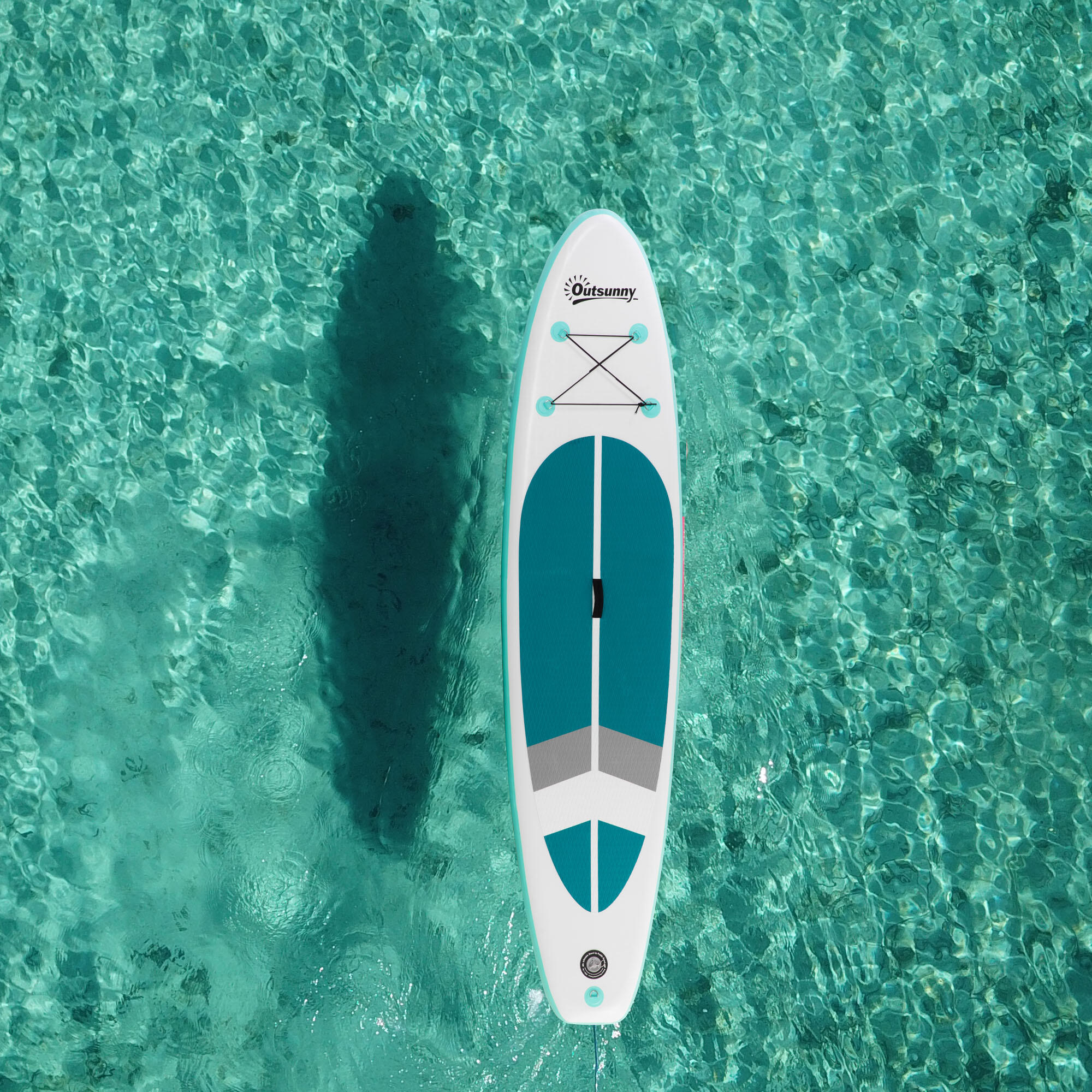 Tabla de Paddle Surf Hinchable Outsunny 320x76x15 cm Blanco y Turquesa 2/8