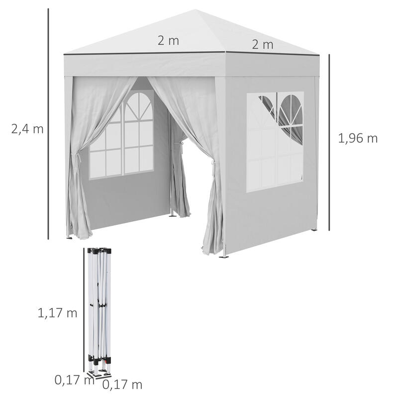 Tenda Dobrável 2x2x2,45 m Branco Outsunny