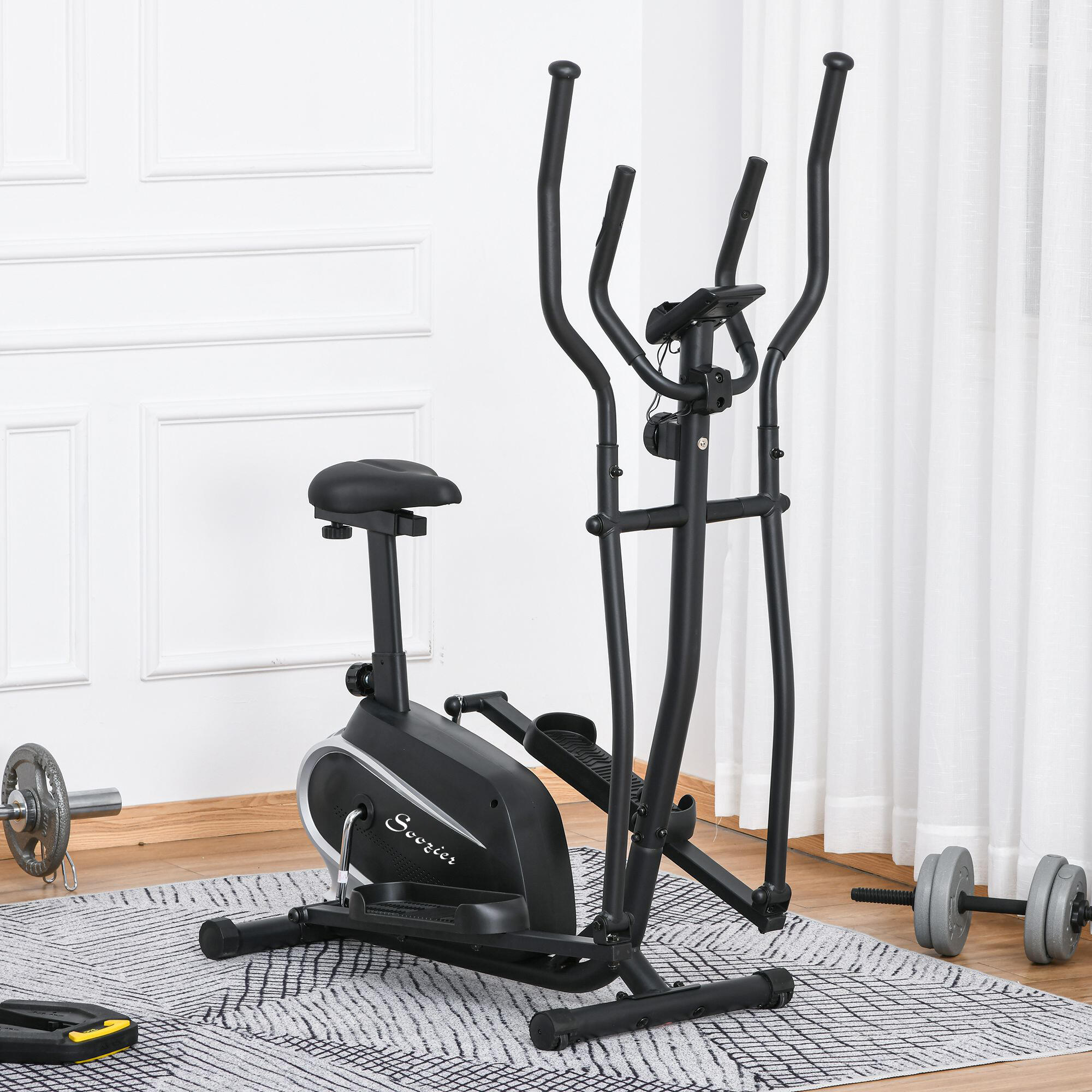 Bicicleta Elíptica HOMCOM 103x62x151 cm Negro 2/6