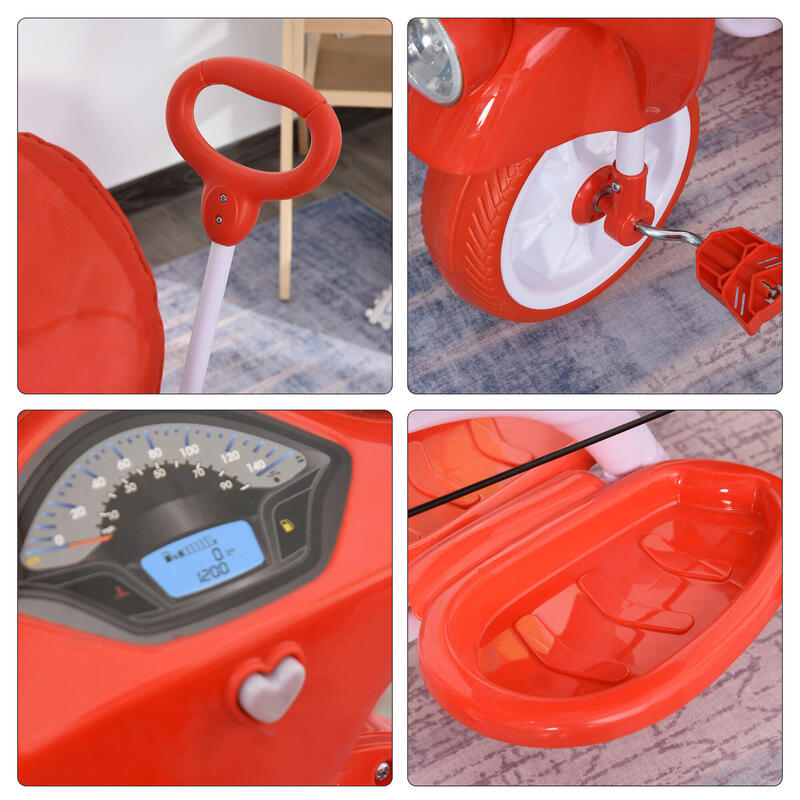 Triciclo para Niños HOMCOM 42 x 28 x 36.5 cm Rojo