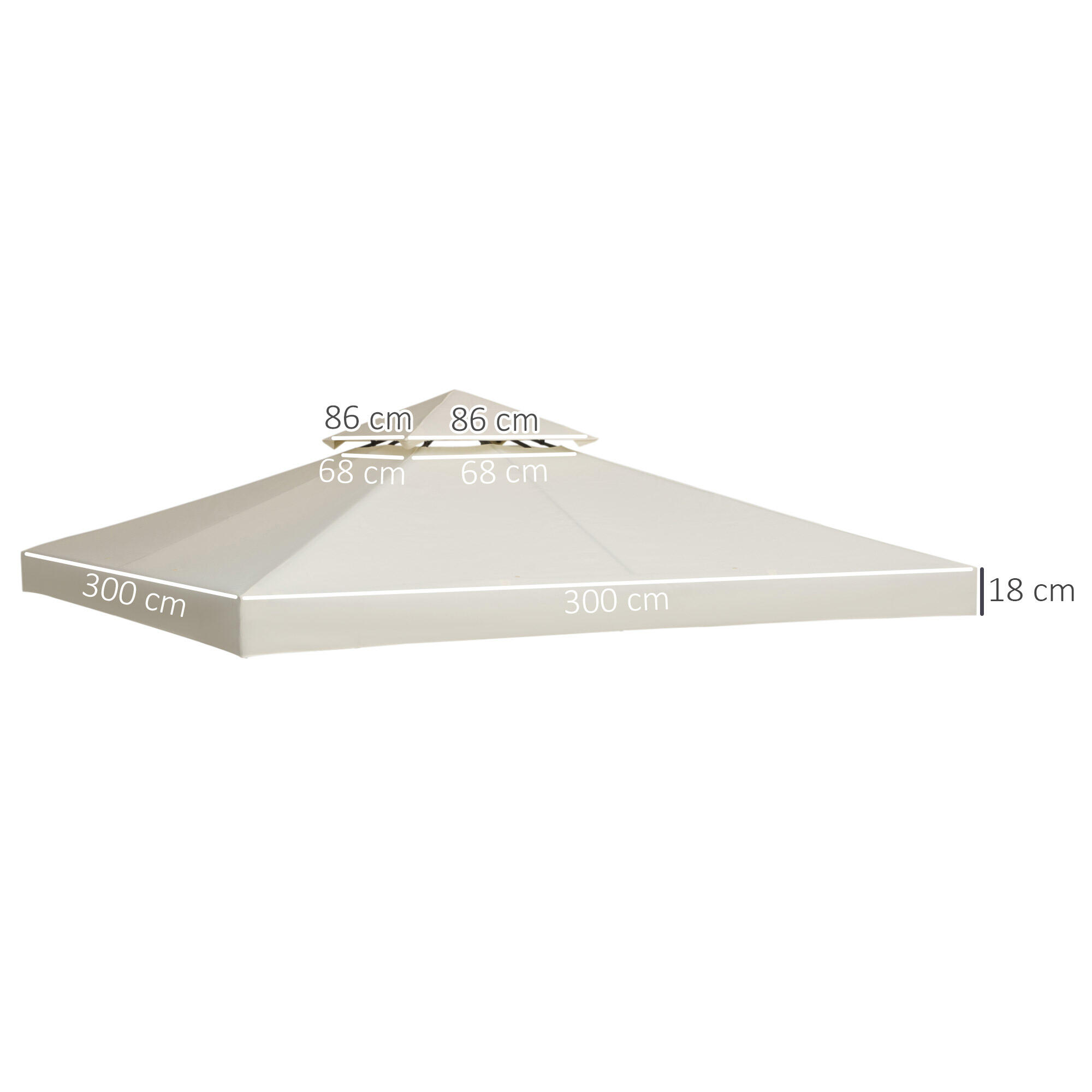 Techo Reemplazo para Carpa Outsunny 300x300 cm Crema 3/7
