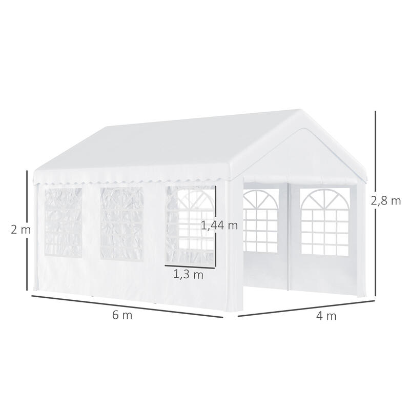 Tenda de Exterior 6x4x2.8m Branco Outsunny