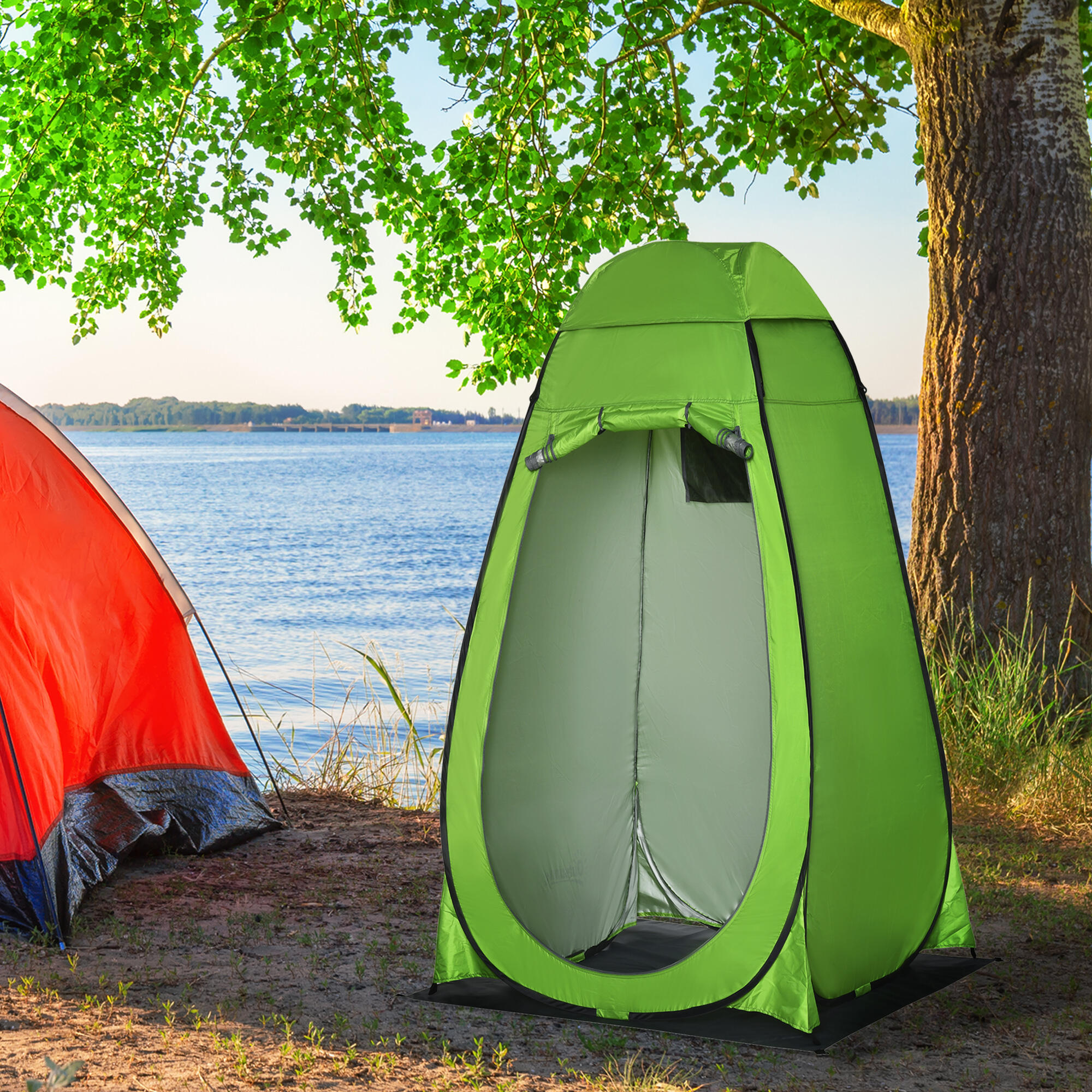 Tienda de Ducha Outsunny 126x124x189 cm Verde 2/7