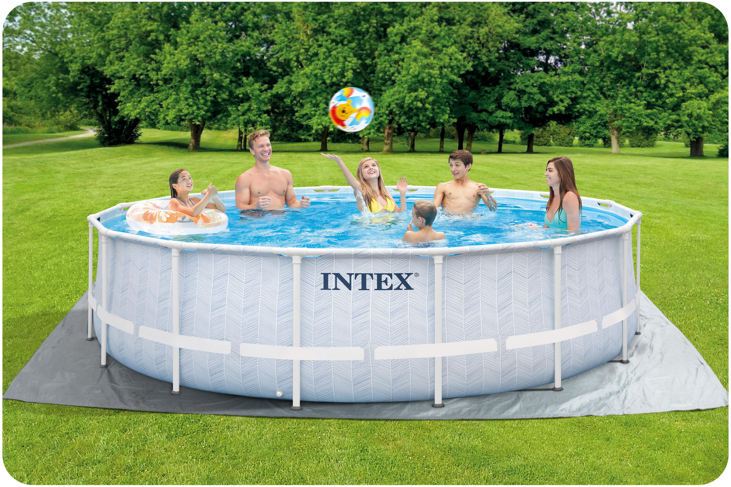 Piscina desmontable circular 19.156 L c/depuradora Chevron Prism Frame INTEX 5/7