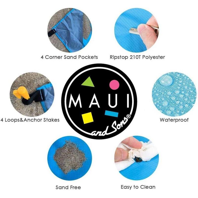 Covor plaja Maui&amp;Sons, 190x140 cm, Albastru, 190x140 cm