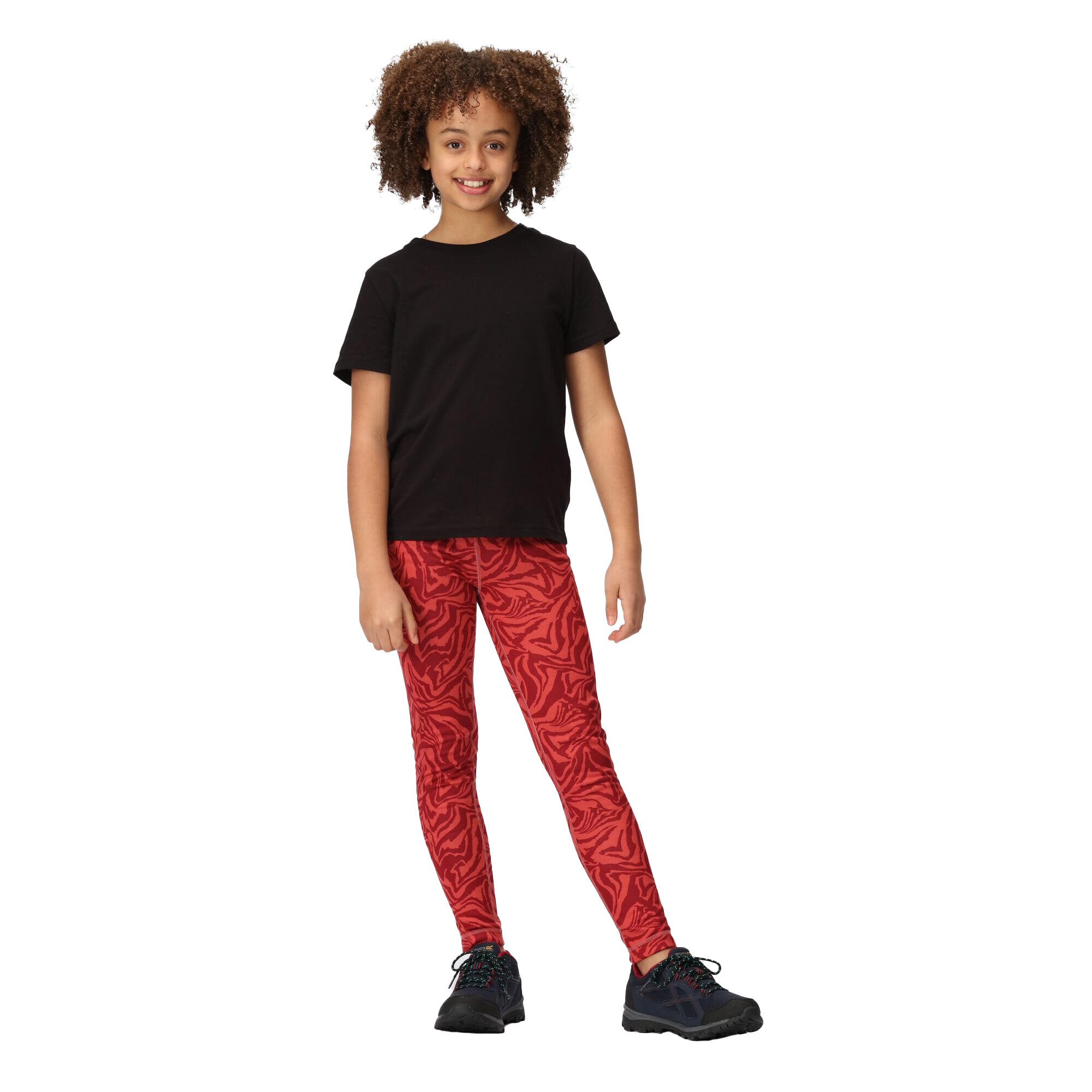 Childrens/Kids Barlia Zebra Print Winter Leggings (Mineral Red) 4/5