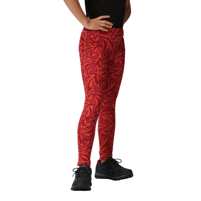 Leggings Barlia Diseño Estampado de Cebra Invierno para Niños/Niñas Rojo Mineral