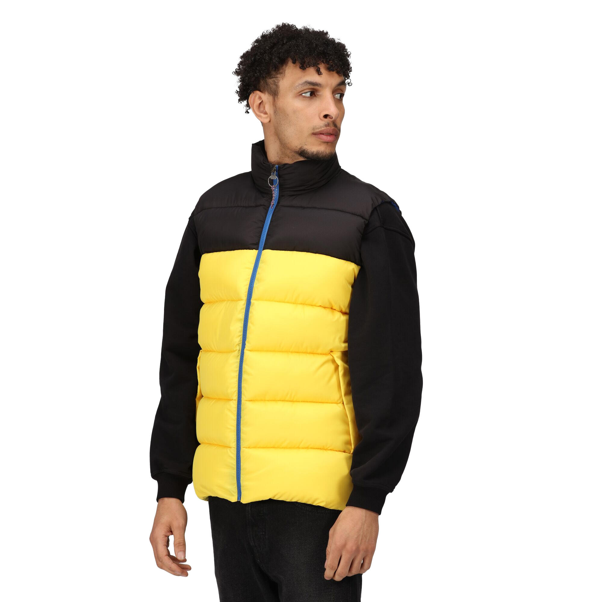 Mens Vintage Colour Block Gilet (Solar/Black) 3/5