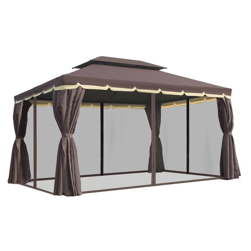 Carpa eventos deportivos con 4 cortinas doble techo  4x3x2,8m café