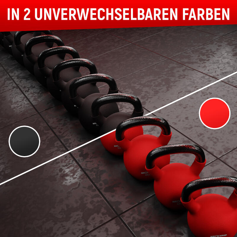 Kettlebell aus Gusseisen mit Silikonbeschichtung (08 Kg) - Kugelhantel rot