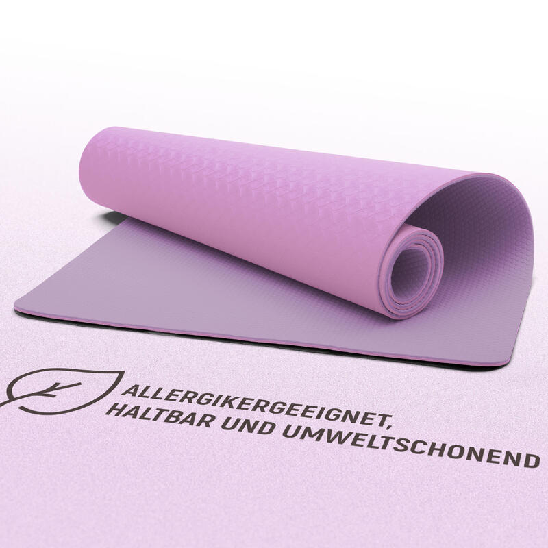 Yogamatte in der Farbe flieder - Sportmatte, Fitnessmatte, Pilatesmatte