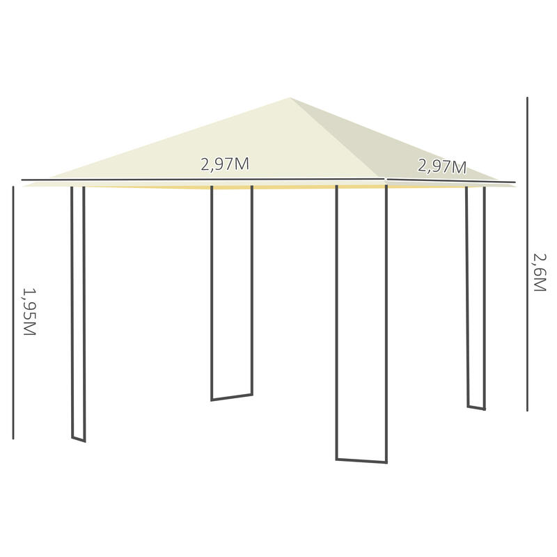 Carpa eventos deportivos  crema 300x300x260 cm acero poliéster