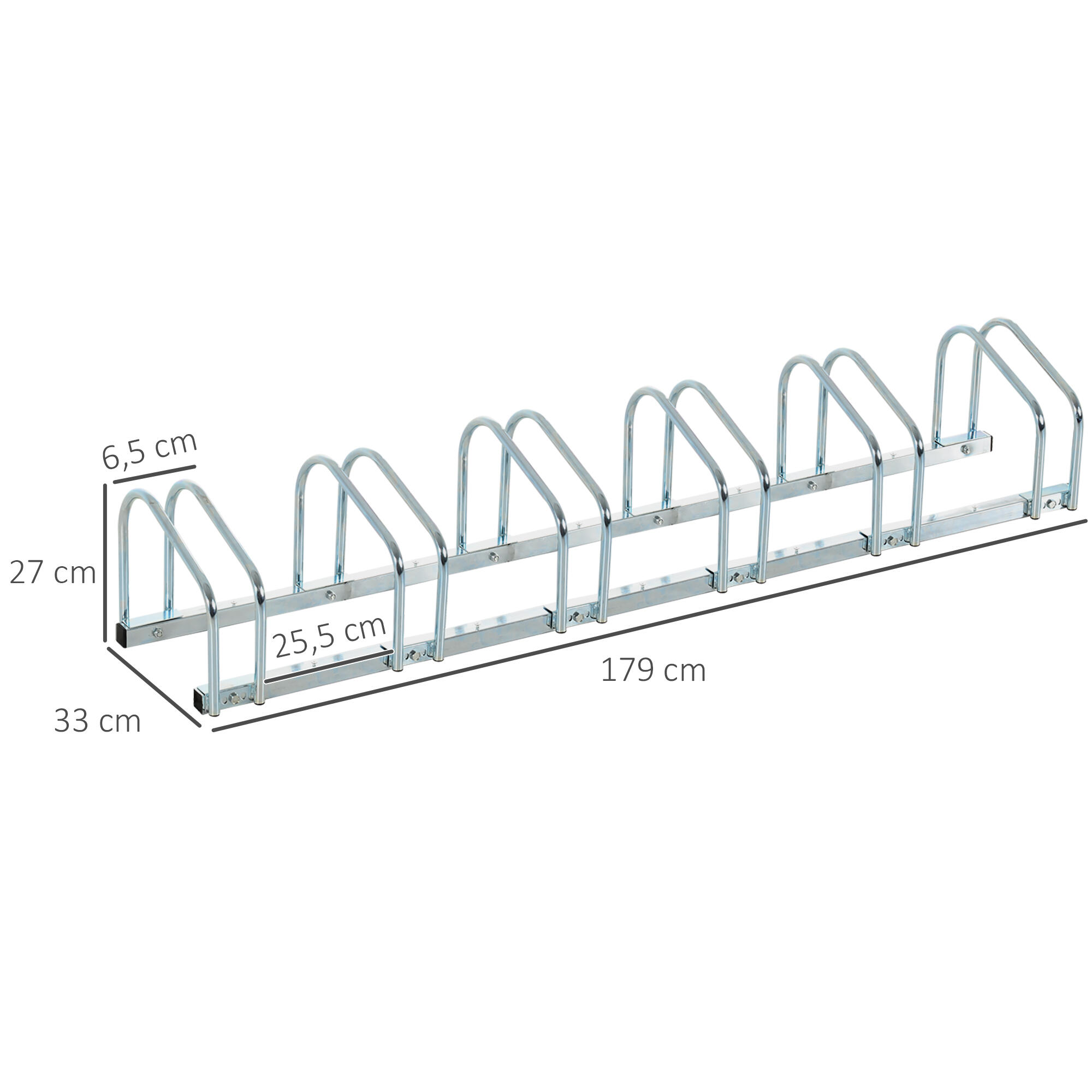 Aparcamiento para Bicicletas HOMCOM 179x33x27 cm Plata 3/6