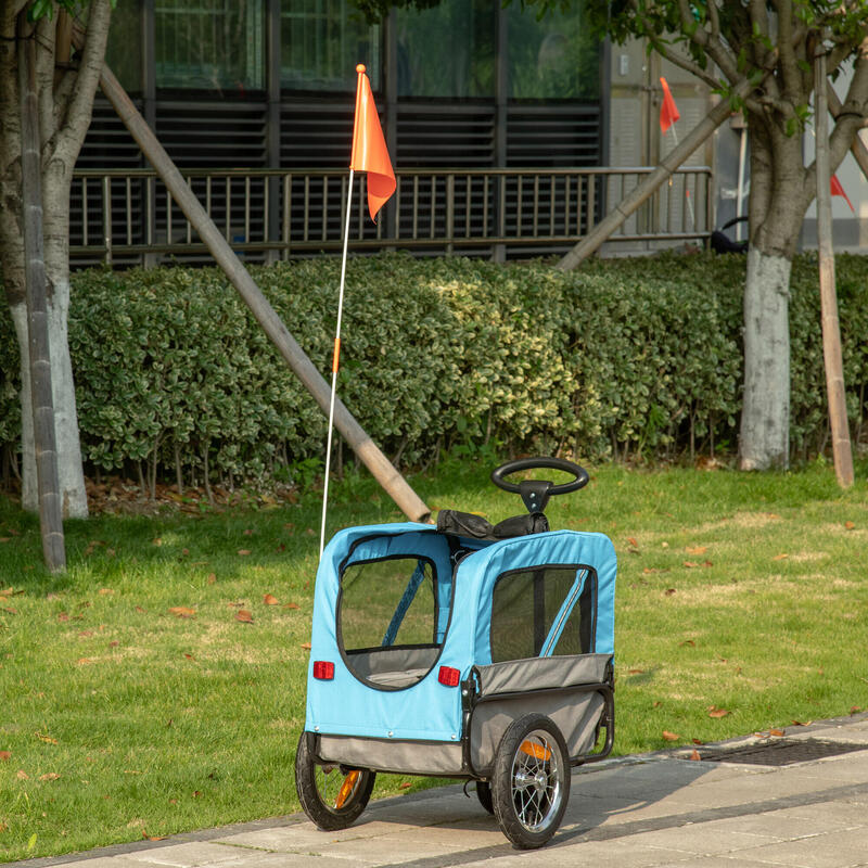 Reboque de Bicicleta para Cães 129x55.5x92 cm Azul PawHut