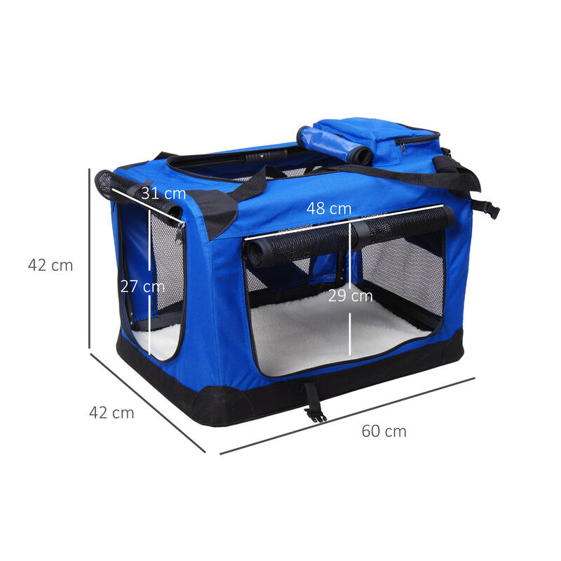 Transportin para Perros PawHut 60x42x42cm azul