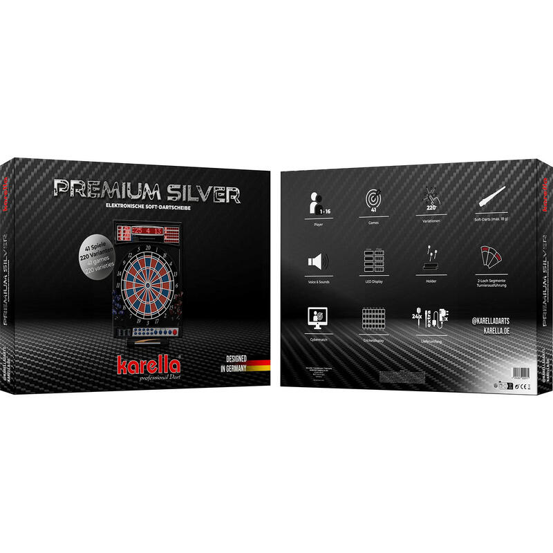 Karella dartbord electronisch Premium silver (adapter)
