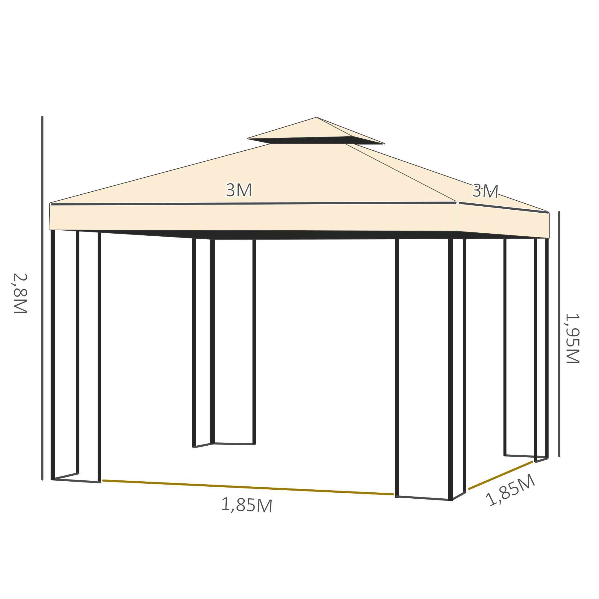 Carpa Evento Deportivo 300x300x280cm Beige 3/7