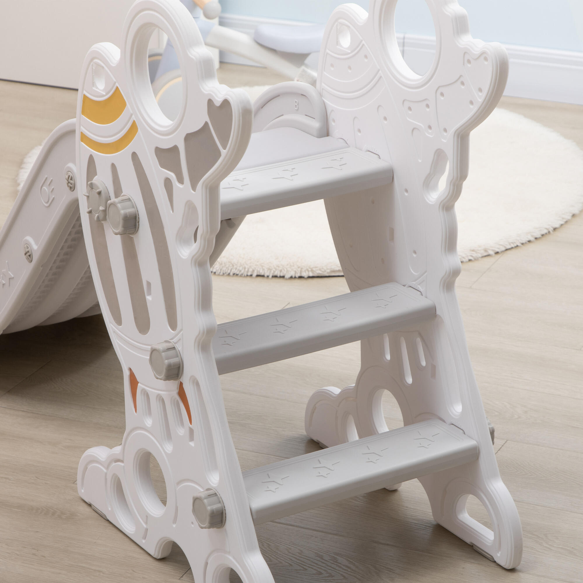 Tobogán para Niños AIYAPLAY 157x46.5x80 cm Gris y Blanco 5/6