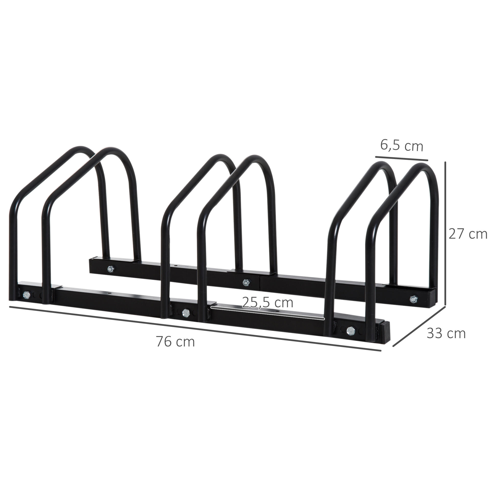 Aparcamiento para Bicicletas HOMCOM 76x33x27 cm Negro 3/7