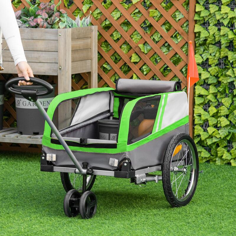 Remolque de Bicicleta para Perros PawHut 130x64x97 cm Verde