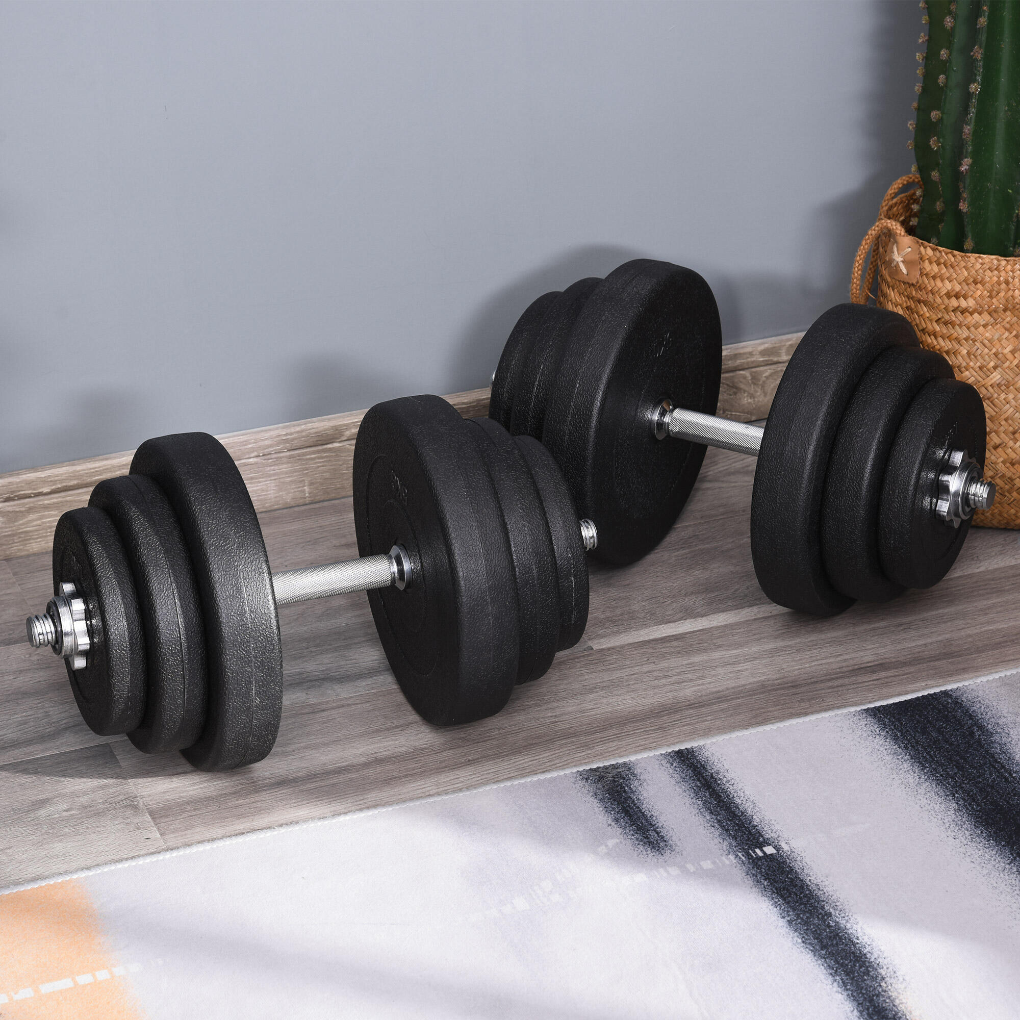 Conjunto de Halteres 40kg Preto HOMCOM 2/7